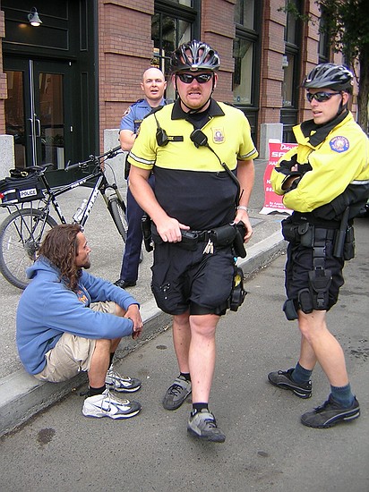 bike cops annoyed at my intrusion 'til they learned it was my bike