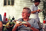 Estelle at Sue's house party