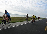 Jane leading a mellow group up the Lake Michigan shore