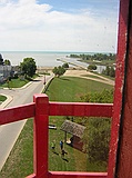 view from the lighthouse\n(3 riders & Kahlenberg engine in shed)