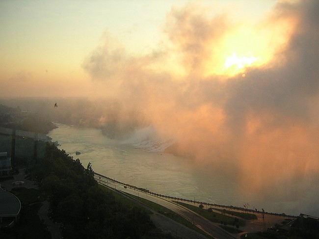 looking downstream from Minolta Tower at breakfast