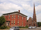 the Swan Library & First Presbyterian Church